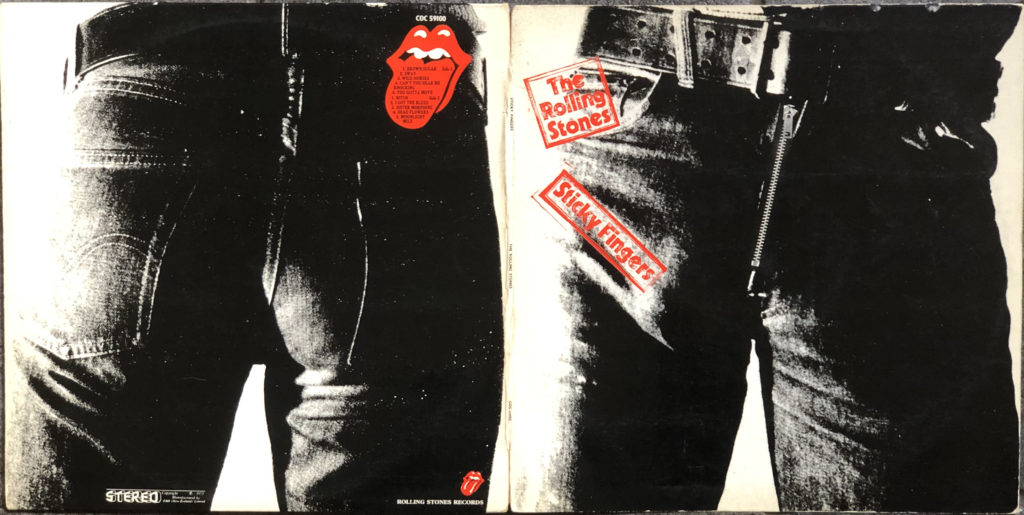 Foto mostrando os dois lados de Sticky Fingers