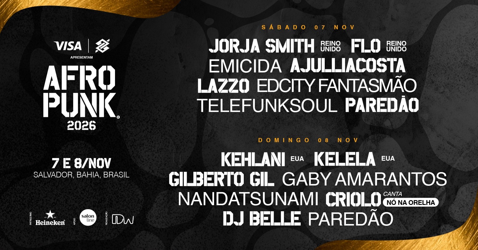 AFROPUNK Brasil 2026: Salvador recebe Kehlani, Kelela, FLO e Jorja Smith em novembro